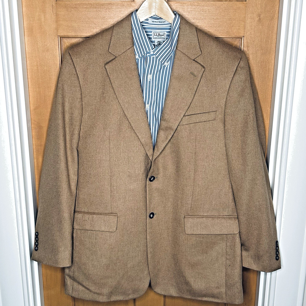 Men's Camel Hair Blazer Size 44L Club Room‎ Tan Soft Classic Sport Jacket Coat